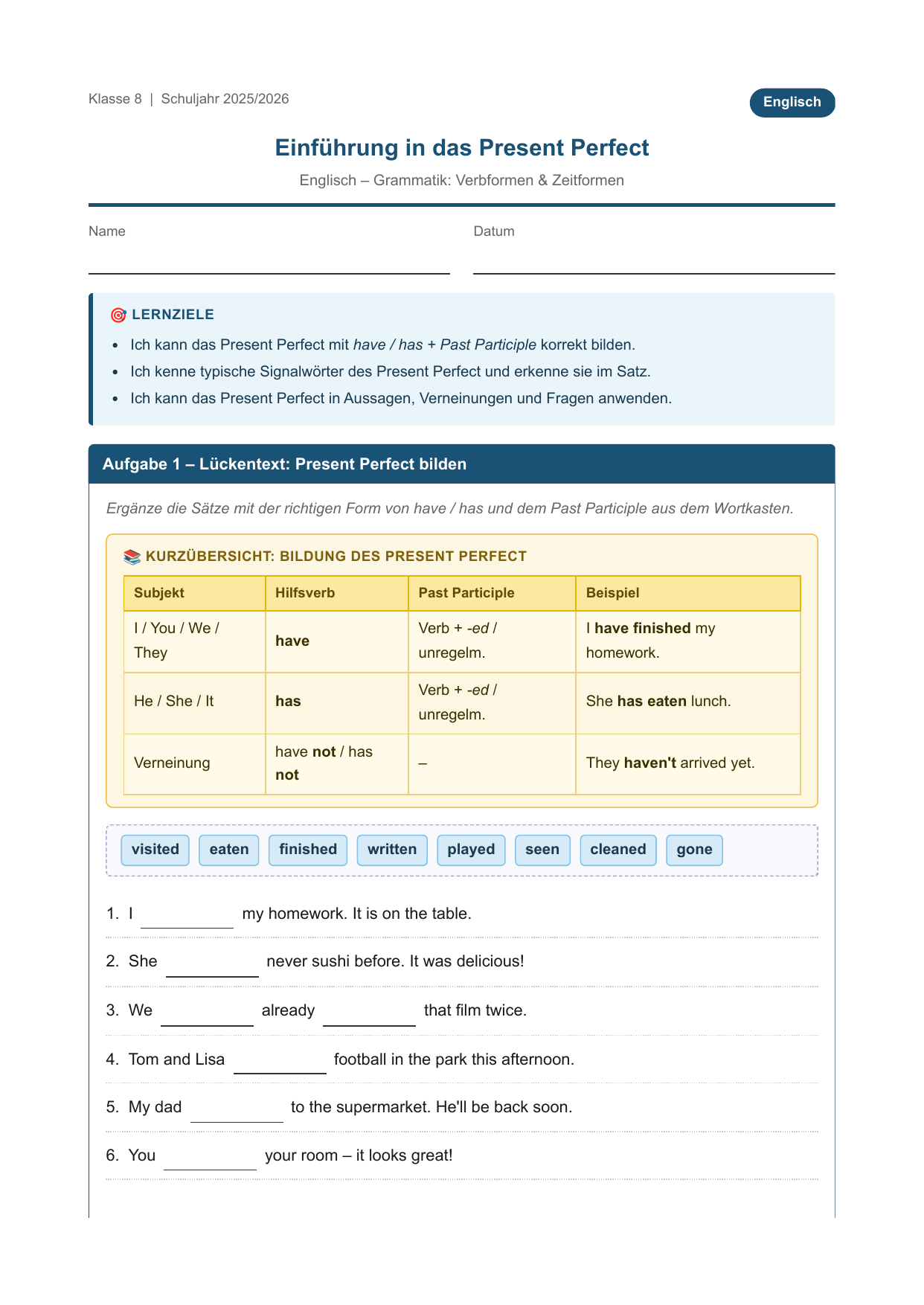 Beispiel-Arbeitsblatt